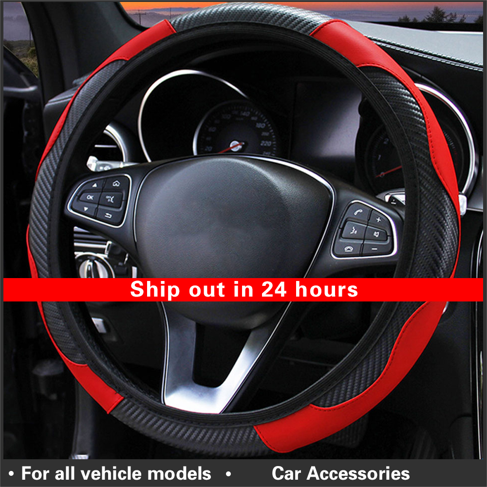 37-38Cm Auto Stuurhoes Ademende Anti Slip Pu Lederen Steering Covers Geschikt Auto Decoratie Interne Accessoires