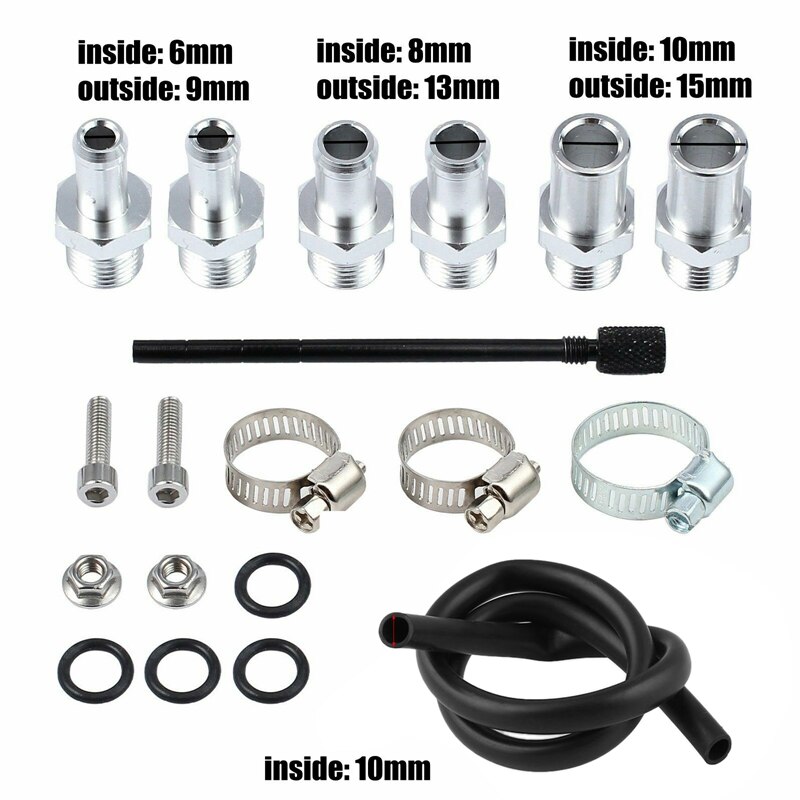 Oil Catch Reservoir Breather Can Tank +Filter Kit Cylinder Aluminum Engine Black