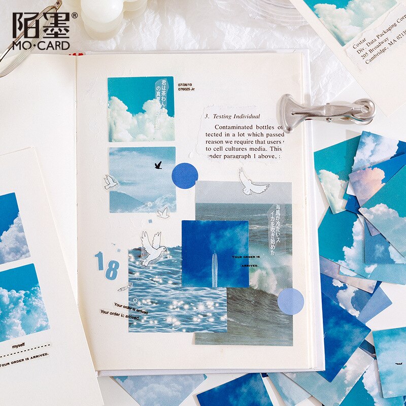 46pcs/box Blue Sky Clouds Stickers Decorative Journal Stickers Scenery DIY Diary Album Scrapbooking Mini Craft Stickers Label