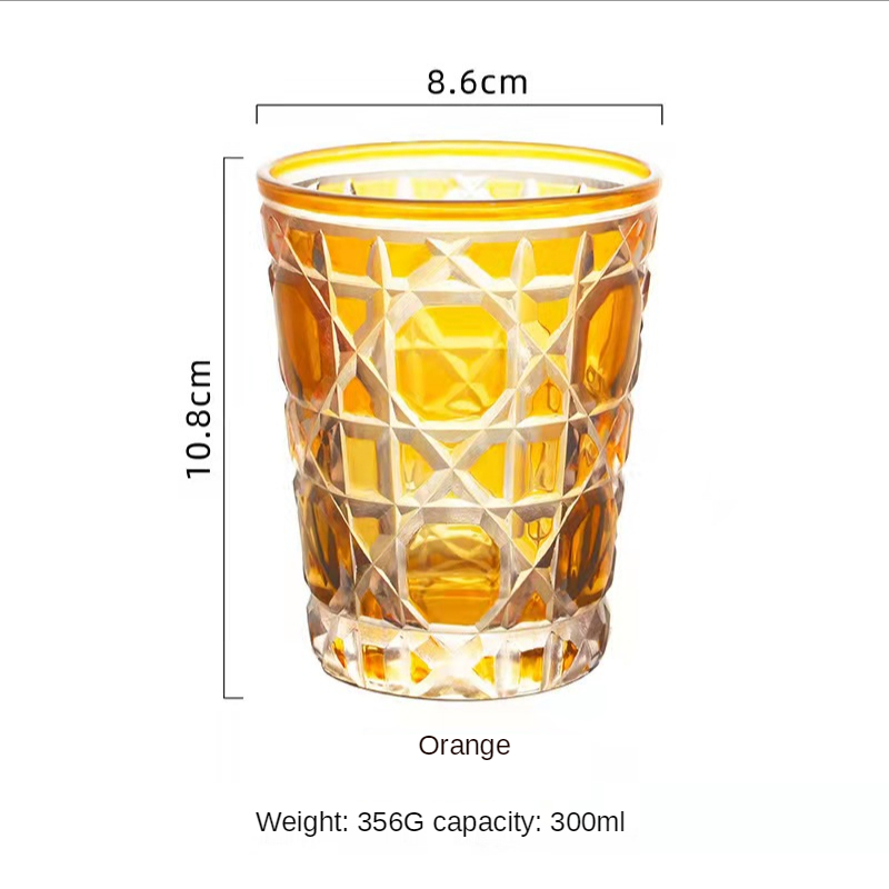 Verre à whisky cristal clair de luxe, tasse à vin, européen , treillis gravé, verre à bière, Bar, verres à boissons: Orange