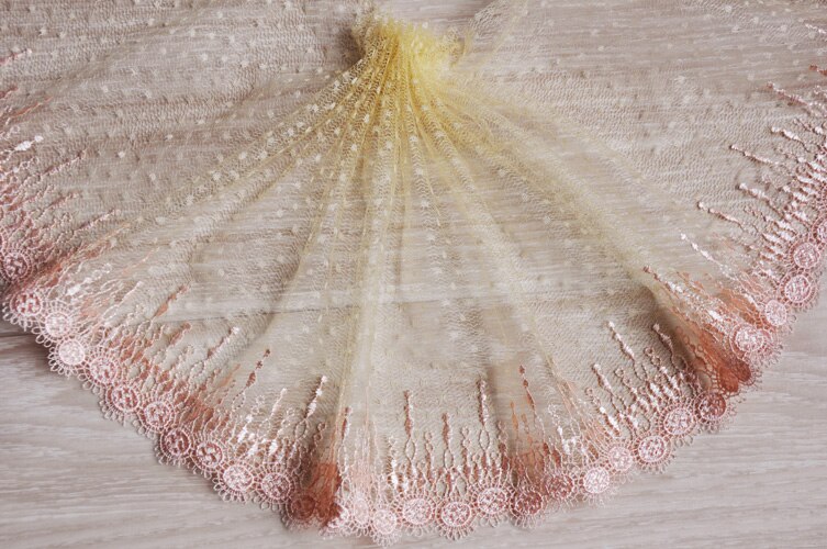 Borde de encaje 5 metros amarillo malla de gasa tul bordado tela cinta ropa vestido Material costura 17cm-26cm de ancho S5C224