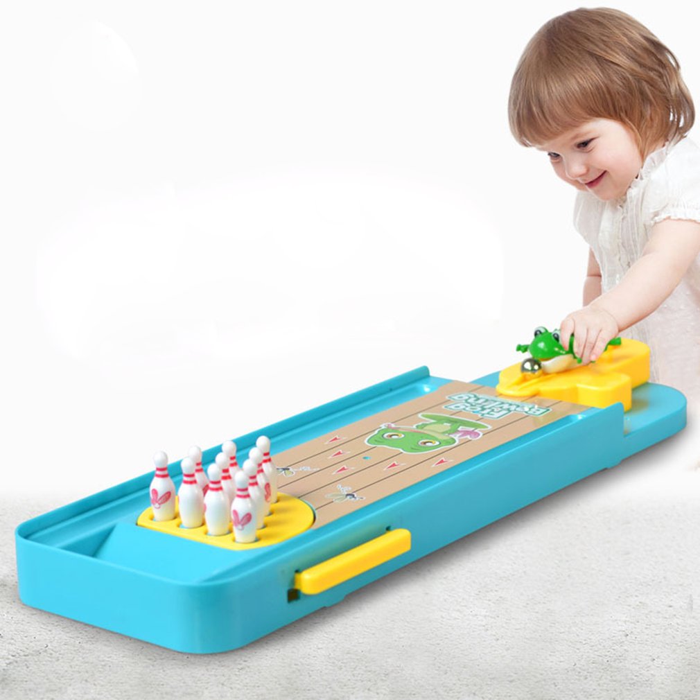 Cartoon Mini Bowling Set Frosch Schalen Kinder Spielzeug Schießen Puzzle Interaktive Spiel Sport Party Unterhaltung Mini Tisch Spiel