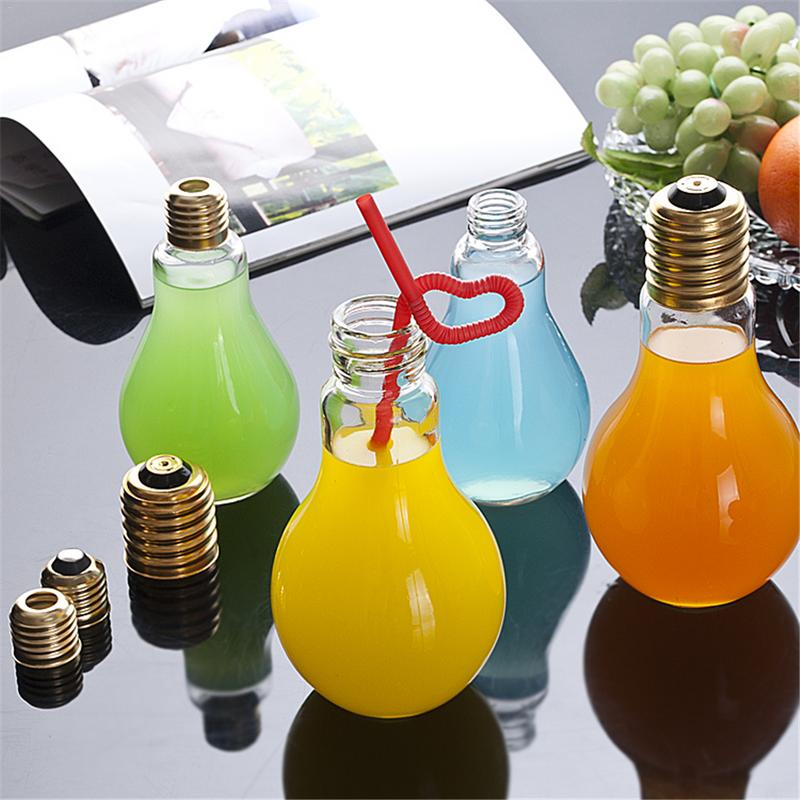 Light Bulb Water Bottles Dining Table Ornament Juicer Bottle Celebrate Party Decorative Juice Drinking Bottle