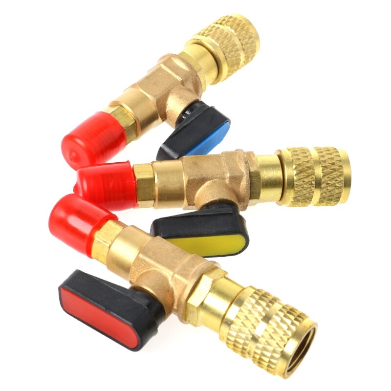 1pc R410A Refrigerant Valve AC Charging Hoses Brass Straight Ball Valves for Refrigeration Manifold Gauges