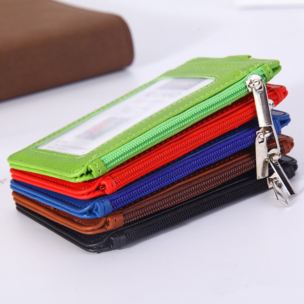 Men Women Adults Kids Leather ID Badge Bus Cards Holder Small Casual Lanyard Credit Card Case Business Organizer Bag