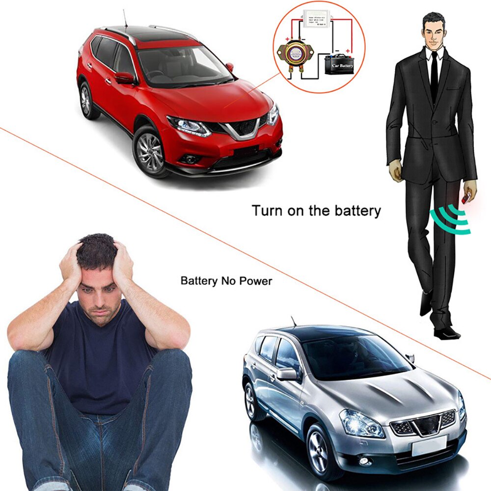 12v 100A Vehicle Wireless Remote Control Car Battery Master Switches Cut Off Switch Power Electromagnetic Disconnect