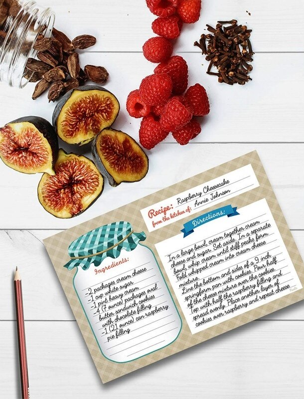 home kitchen Recipe Cards - Double Sided Cards, 4x6 inches Perfect for house-warming parties, invitations, or mason jar kits