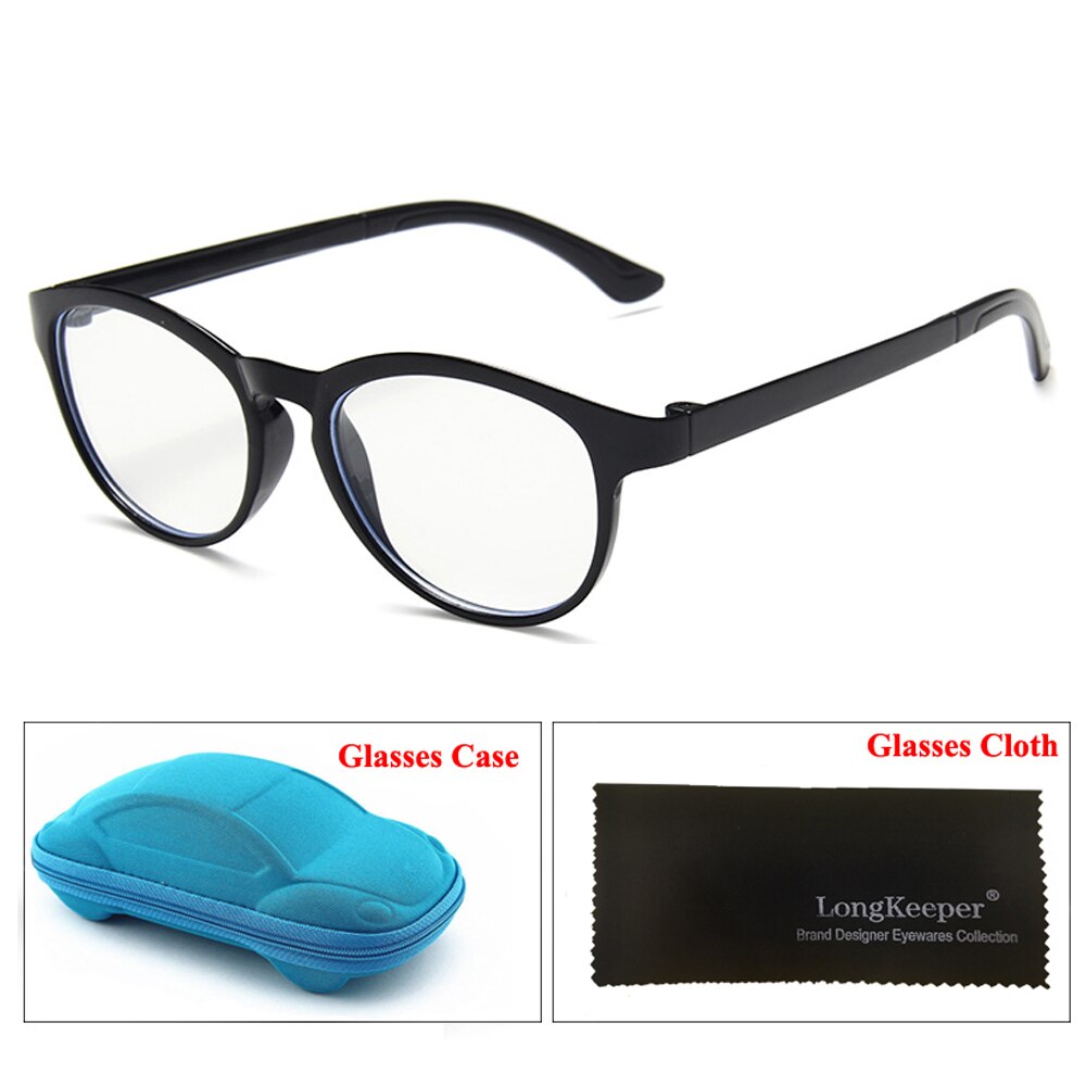 Børn anti blåt lys blokerende briller børn optisk ramme briller drenge piger computer gennemsigtig briller med sag  uv400: Sort sort
