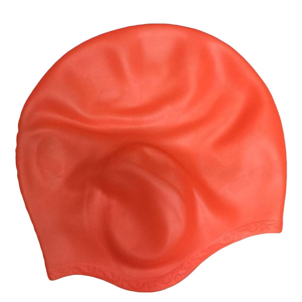 Volwassen Stretch Zwemmen Waterdichte Lange Haar Cap Hoed Siliconen Oorschelp Badmuts Gehoorbescherming Badmuts: orange