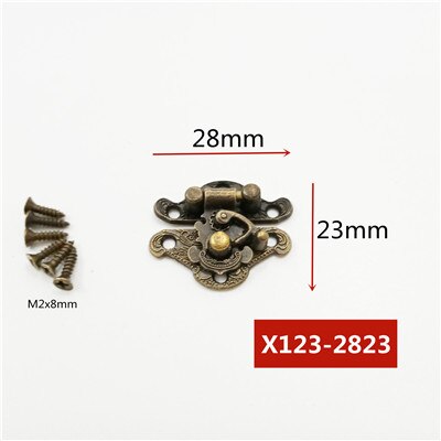 1 styk antik og vintage stil dekorere messing dekorative smykker trææske hasp låsekrog med skruer: 28 x 23mm 1 stk
