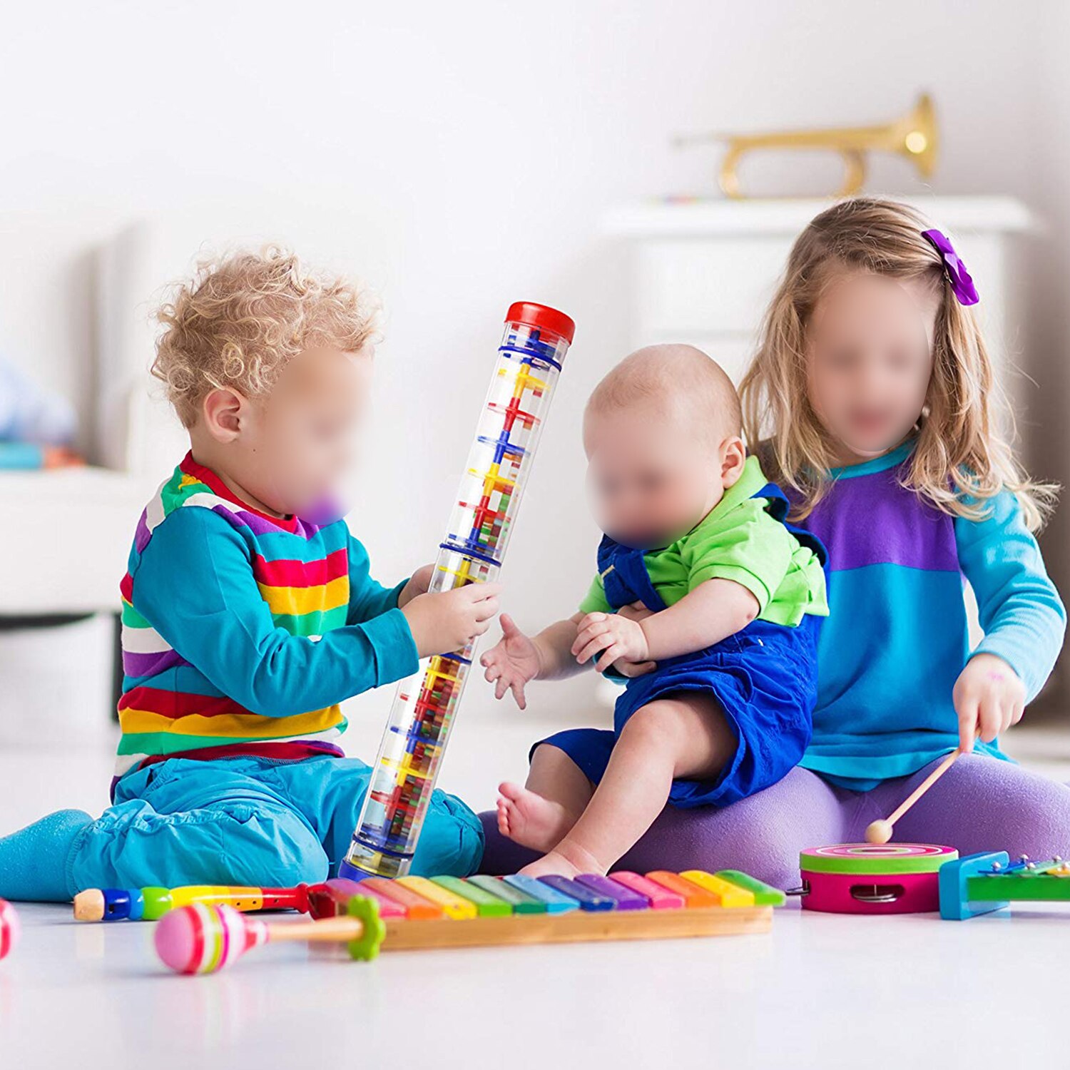 Grote Rainstick Rammelaar Speelgoed 15.75 Inch-Lange Kleur Noise Stick Regenboog Korrels Binnen