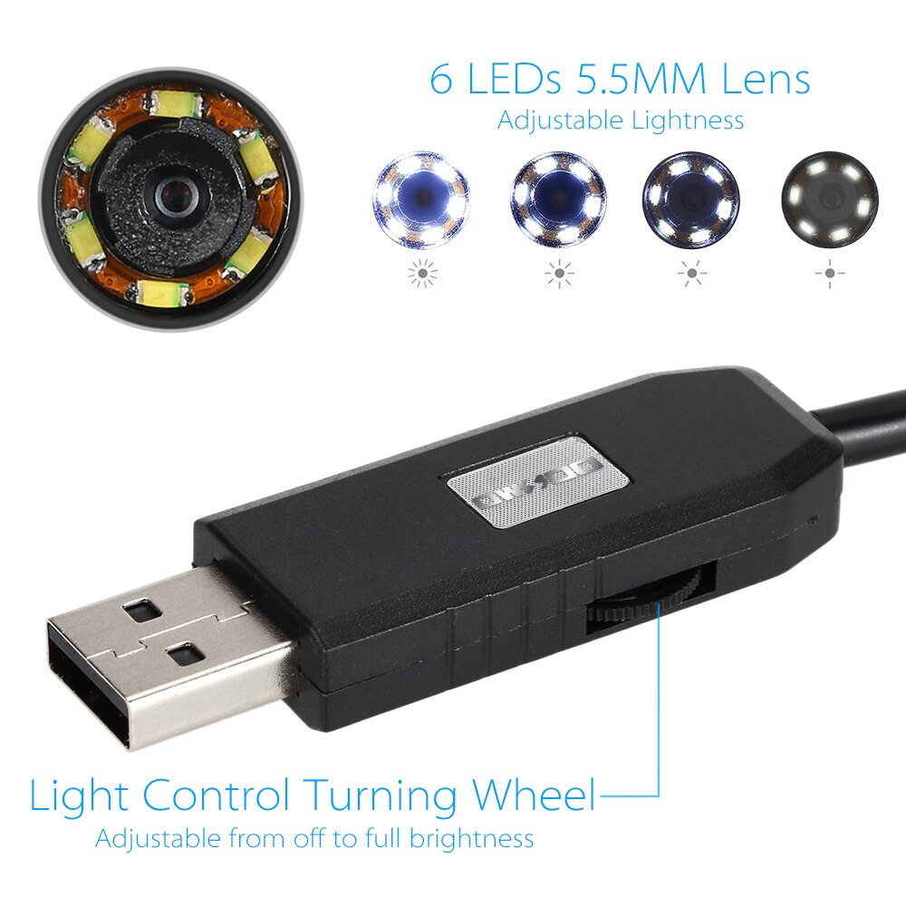 OWSOO 5.5mm 6 LEDs USB Endoscoop 3 M Kabel Android Mini Riool Camera Borescope voor OTG USB Wire Slang tube Camera Auto Inspectie