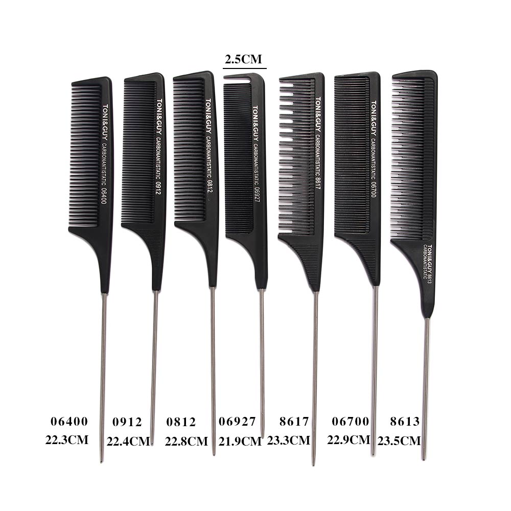 Peine de dientes finos de Metal para peluquería, peine de cola de rata de plástico negro, cepillos de pelo, herramientas de belleza, novedad