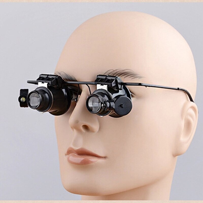 Draagbare 20X Vergrootglas Hoofdband Bril Met 2 Led Verlichting Voor Horloge Elektronische Reparatie & Juwelier Reparatie Horloge Met Led Lamp