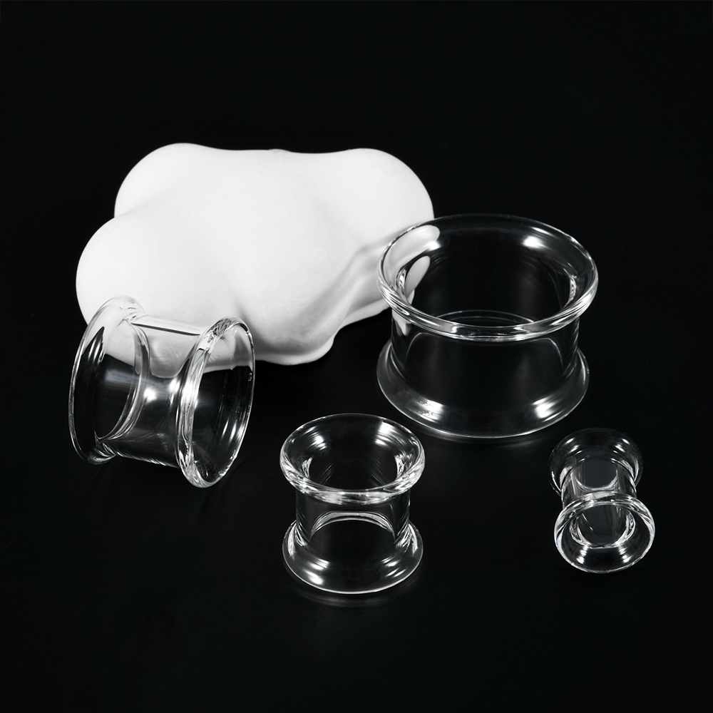 2PCS Round Glass Hollow Flared Ear Plug And Tunnel Ear Expander Strencher Ear Gauges Transpsrent AB Rainbow Earrings Jewelry