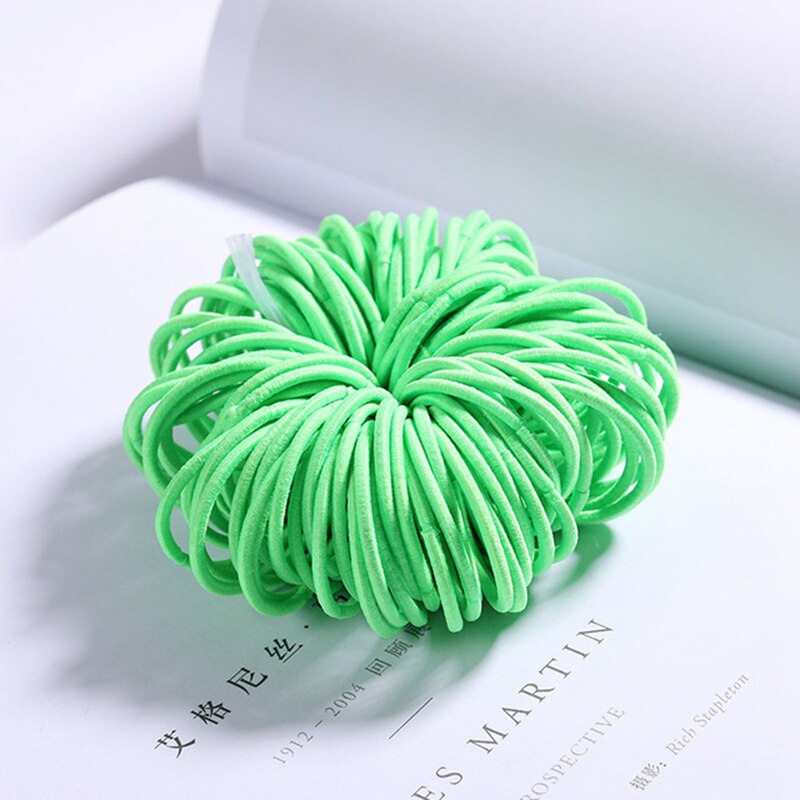 100Pcs/Lot 3CM Women Girls Hair Rubber Bands Elastic Scrunchie Basic Gum For Children Colorful Hair Accessories Cute Hair Ring