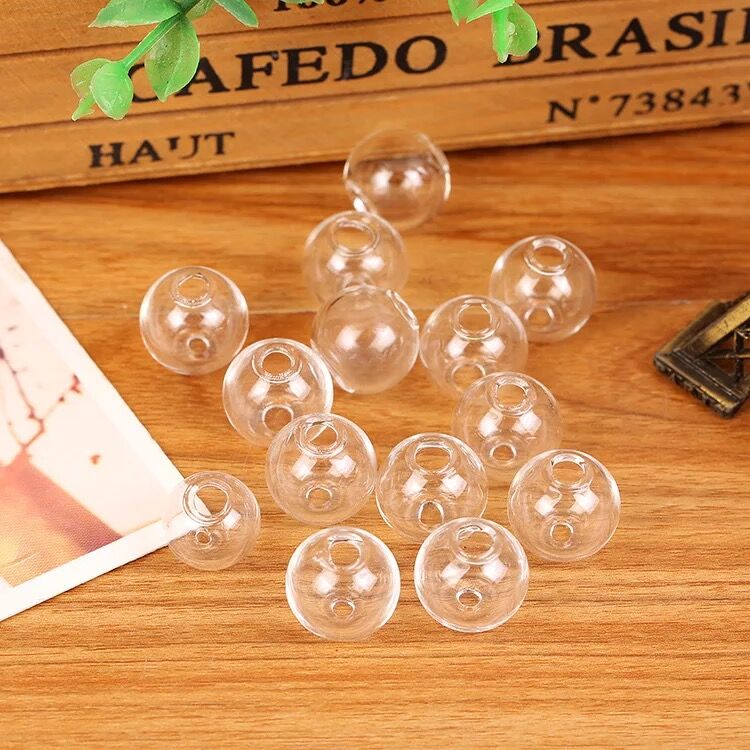5pcs 6~30mm Transparent hollow glass ball with double hole round bubble vial glass globe orbs jewelry findings beads Accessories