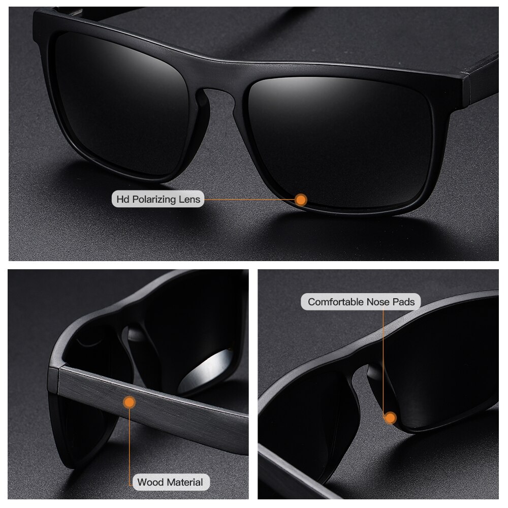 Gafas de sol de madera para hombres y mujeres Con montura negra Vintage cuadrada GM gafas de sol polarizadas Retro oculos