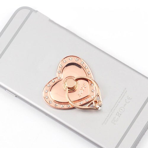 Big Love Phone Holder Full Metal Ring Buckle Diamond Phone Stand 360 Degree Mobile Phone Stand Holder: Rose Gold