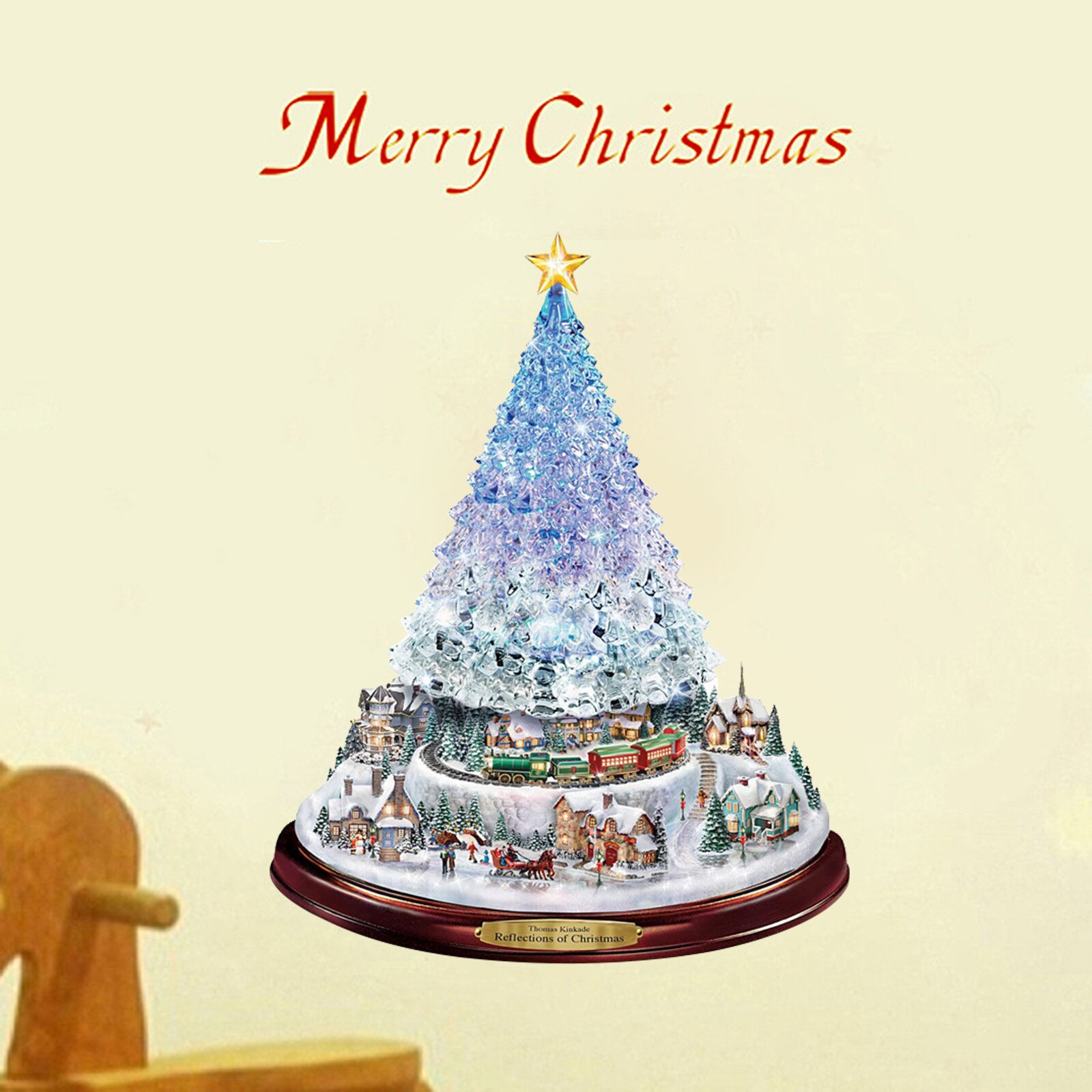 25# Christmas Tree Rotating Sculpture Train Decorations Paste Window Paste Stickers Pegatinas Paredes Christmas Decorations Home