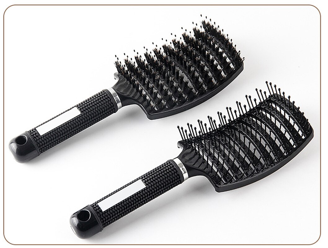 Boar Hair Brush Hair Comb Curved Vented Styling Hairbrush Detangling Thick Hair Massage Blow Drying Brush Hairbush Comb for Hair
