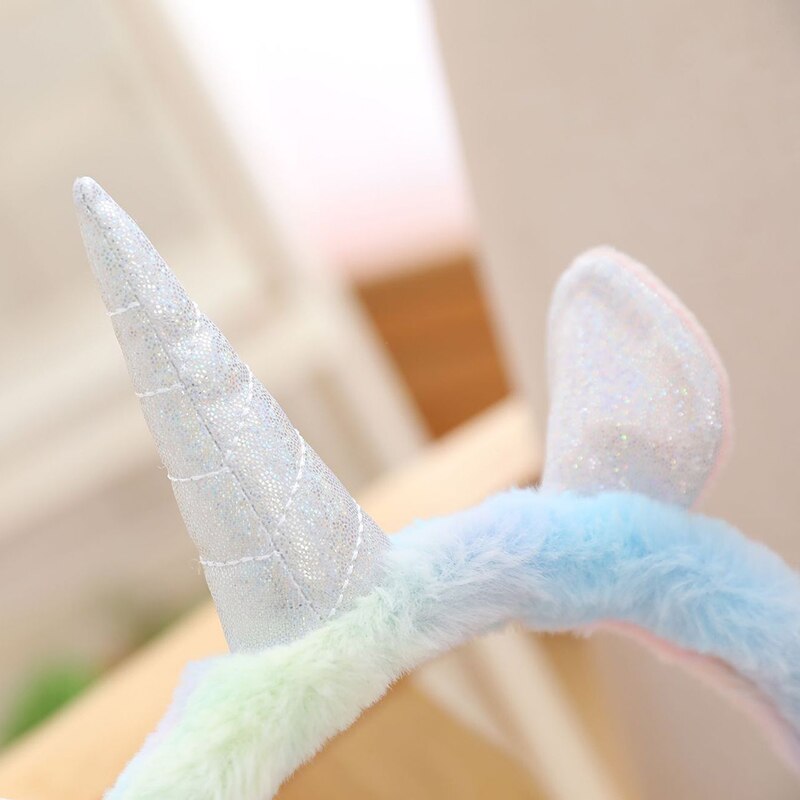 Casque de licorne arc-en-ciel blanc mignon doux filles hiver cache-oreilles femmes accessoires couvre-oreilles chauffe-oreilles protecteurs d'oreille
