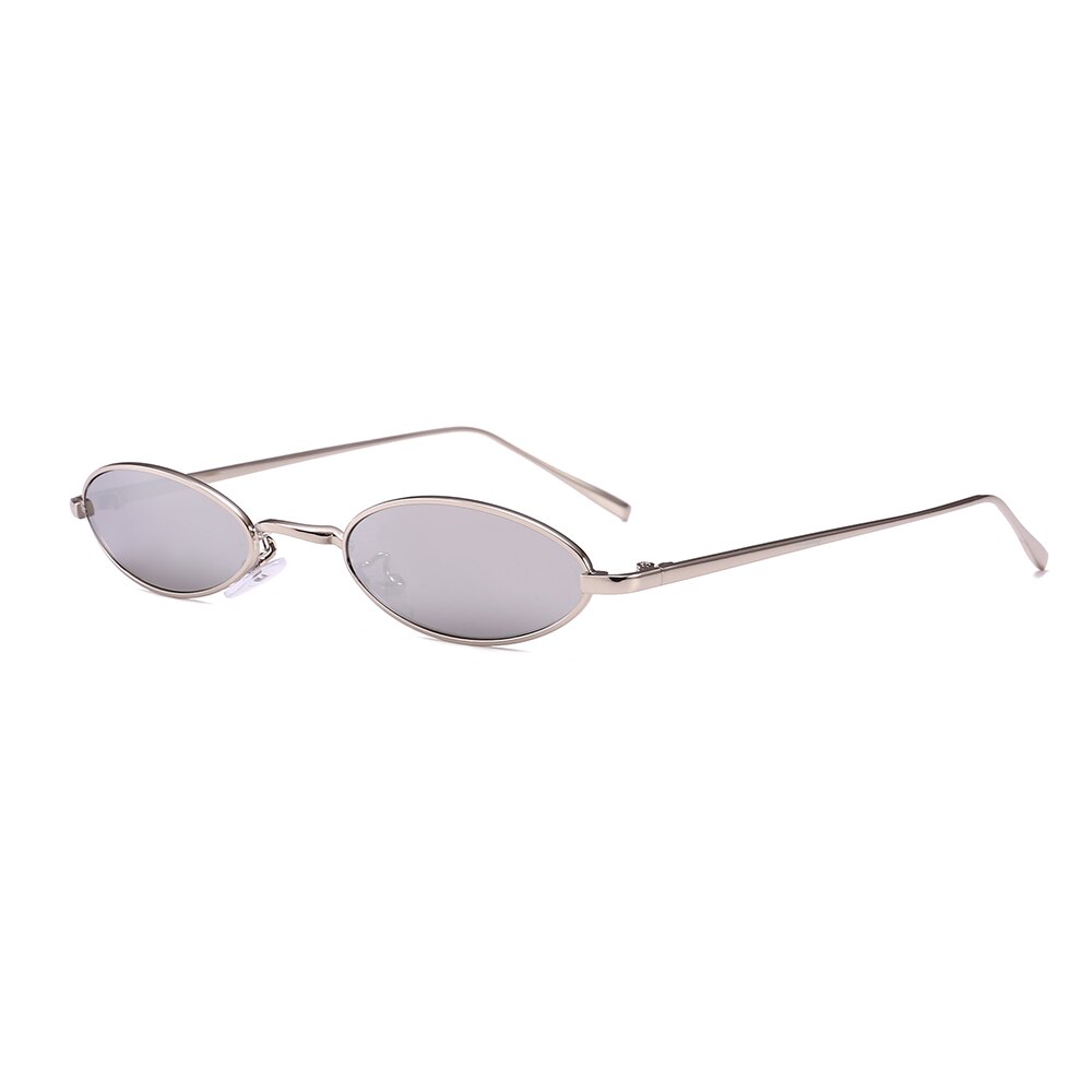 Gafas de sol pequeñas Steampunk Vintage para hombre y mujer, anteojos de sol pequeños con marco de aleación, adorables, Mini gafas ovaladas, protección UV400: silvergray