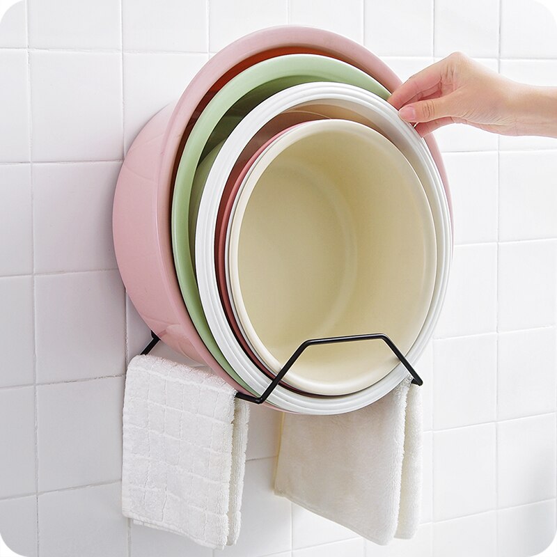 Punching Free Bathroom Washbasin Rack Bathroom Wall Hanging Basin Storage Rack Kitchen Wall Strong Hook Shelf