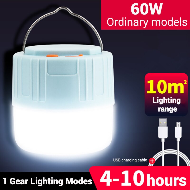 Lámpara LED Solar para acampar al aire libre, lámpara LED para tienda de campaña, foco portátil de 280W 190W, luz nocturna de emergencia superbrillante para mercado de barbacoa, senderismo: A 60W Non Solar