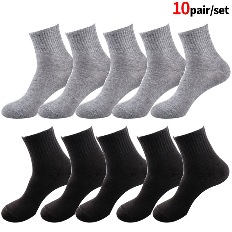 10pair Women Socks Breathable Ankle Socks Solid Color Short Comfortable Cotton Low Cut Socks Black White Gray: Gray Black