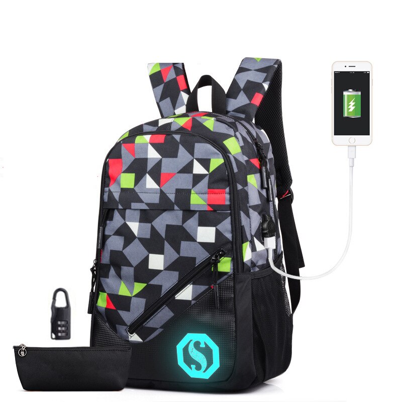 7-12 jahre alt Jungen Schule Taschen Leichte Klasse Schule und Mittelschule Rucksack freundlicher Bookbag mit Standard-leuchtstoffbirnen markieren 2/3 einstellen: Usb e 2 setzt