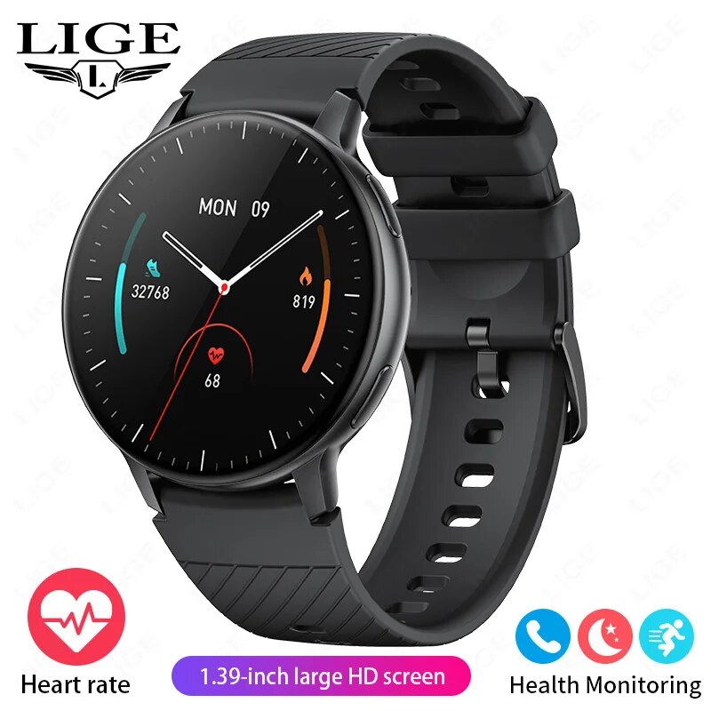 LIGE-Reloj inteligente para hombre y Mujer, accesorio de pulsera resistente al agua con llamadas, Bluetooth, seguimiento de actividad deportiva, oxígeno en sangre y salud: Bronze