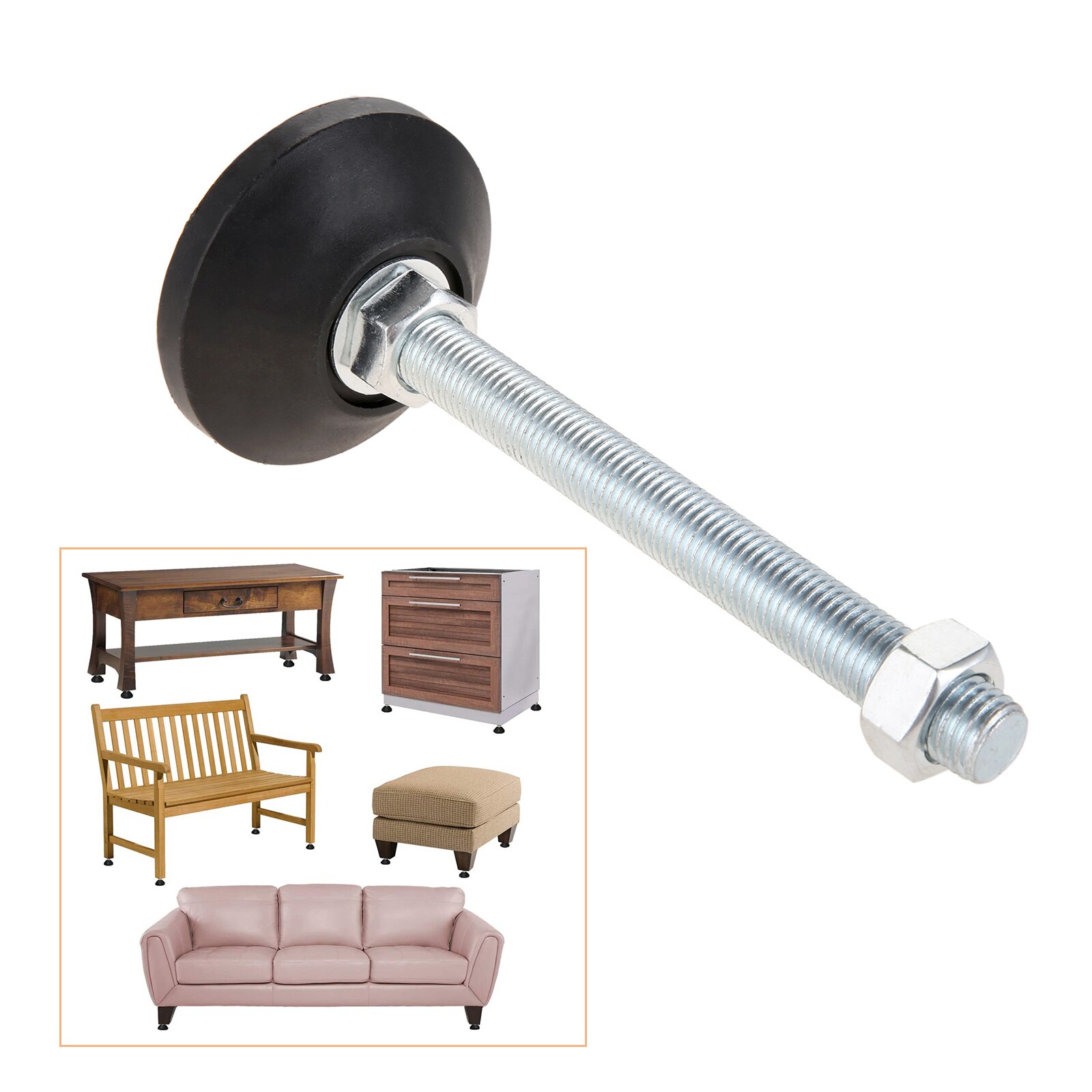 1/2pcs Adjustable Furniture Foot w/Thread Nylon Metal Glide Leveling Feet M8 M10 M12 M14 M16 Guard Pad Machine Equipment Support