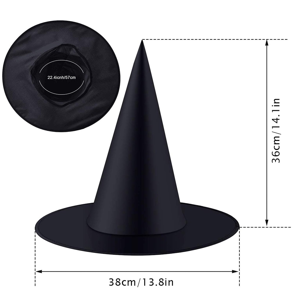 Zwarte Heks Hoeden Wizard Top Hat Party Cap Cosplay Fancy Dress Halloween Maskerade Verjaardag Hoofd Slijtage