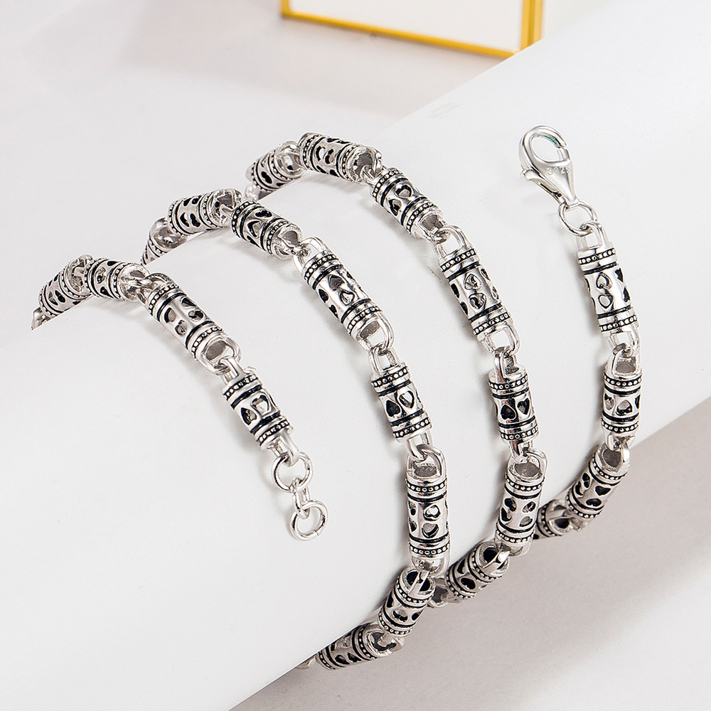 Collana con ciondolo da uomo in vero argento Sterling 100% 925 Punk Hip-Hop 24 pollici catena moda uomo/ragazzo gioielli in argento tailandese retrò