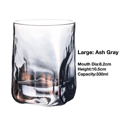 Vierkant gehamerd whiskyglas, waterglas, waterbeker, sapglas, wijnglas, drinkbeker 250ml/330ml: Grote asgrijze