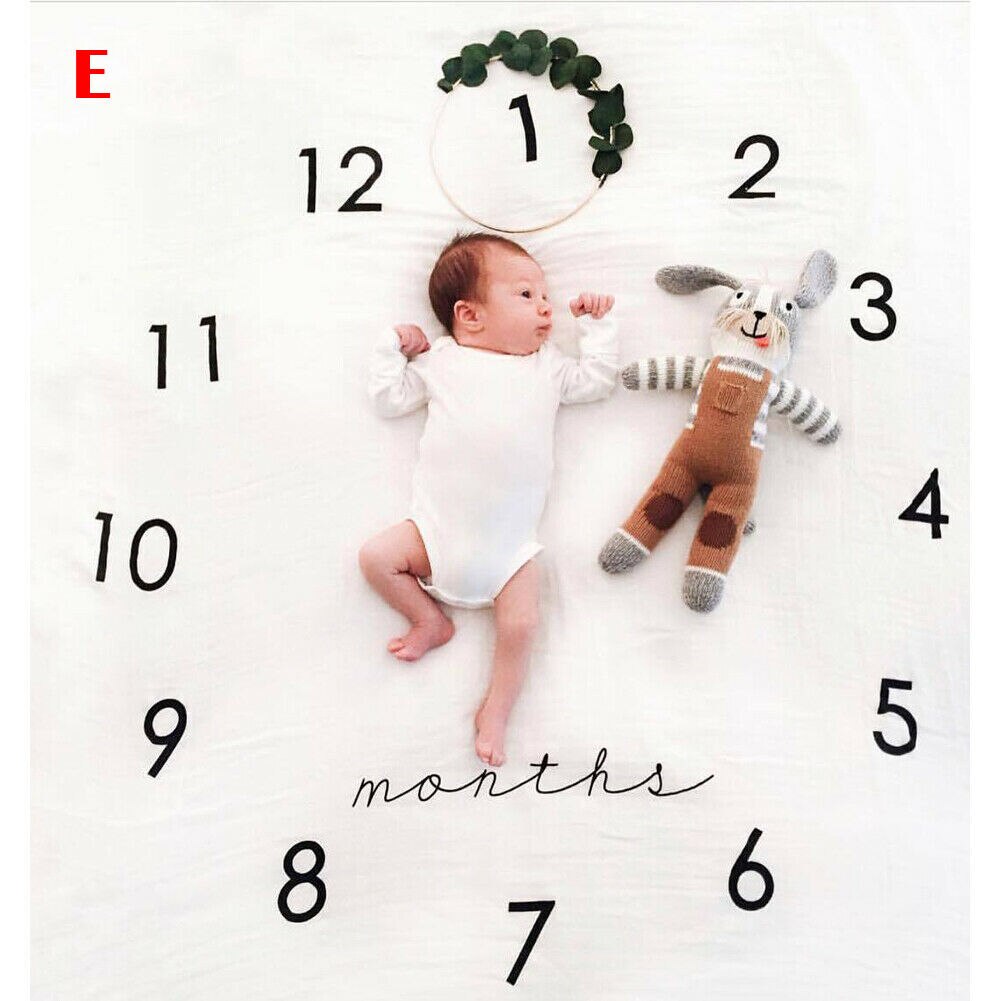 Baby sengetøj tøj nyfødt baby månedlig vækst milepæl tæppe fotografering prop baggrund klud: E