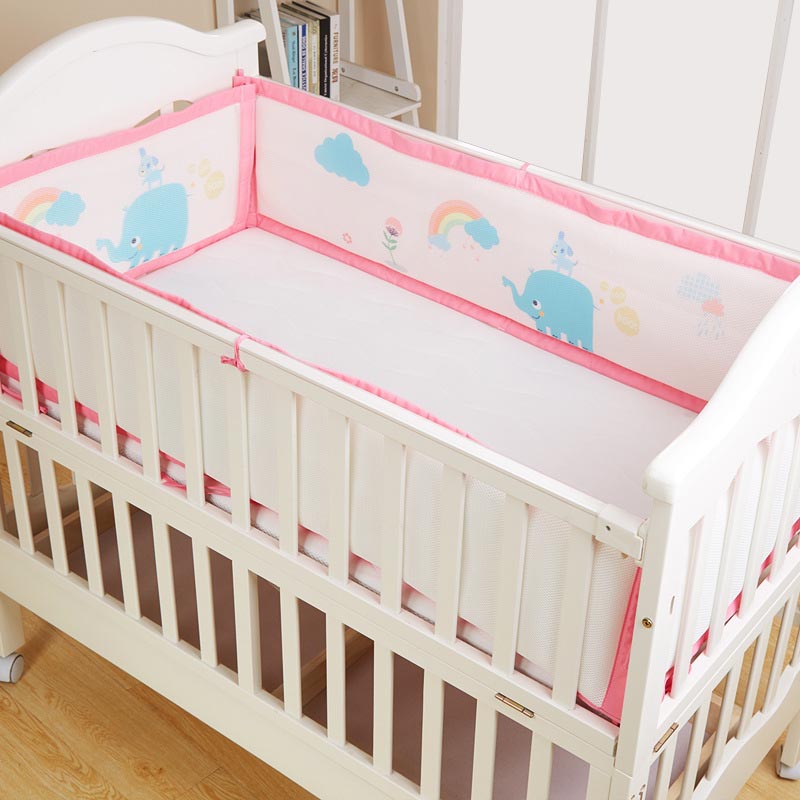 Polyester Baby Bett Stoßstange Bausatz Weichen Abnehmbare Waschbar Neugeborenen Baby Bettwäsche Krippe Nestchen Baby Zimmer Dekor 110x65cm