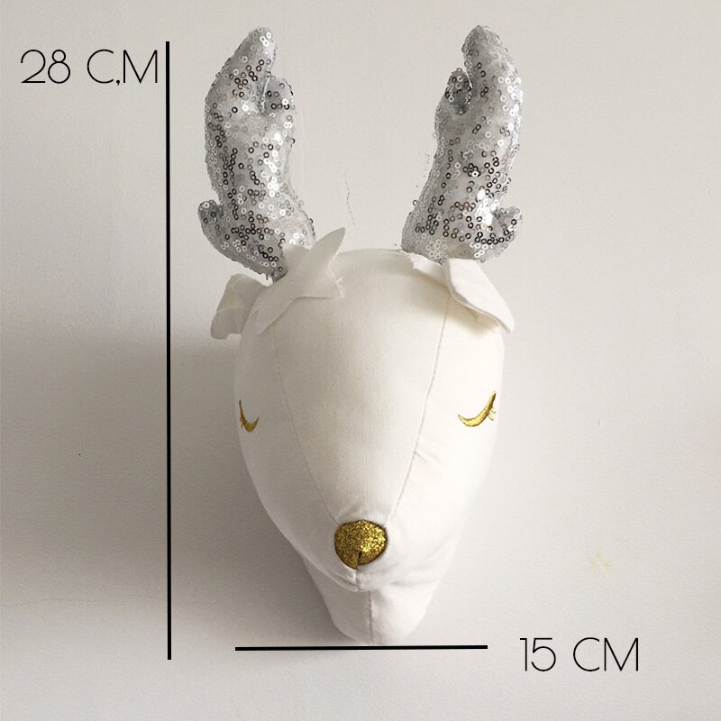 Kids Room Decor Felt Zebra Handmade Felt Animal Heads Elephant Fox Lion Head Wall Hanging Decor For Kids Room Nursery Room Decor: Deer cotton