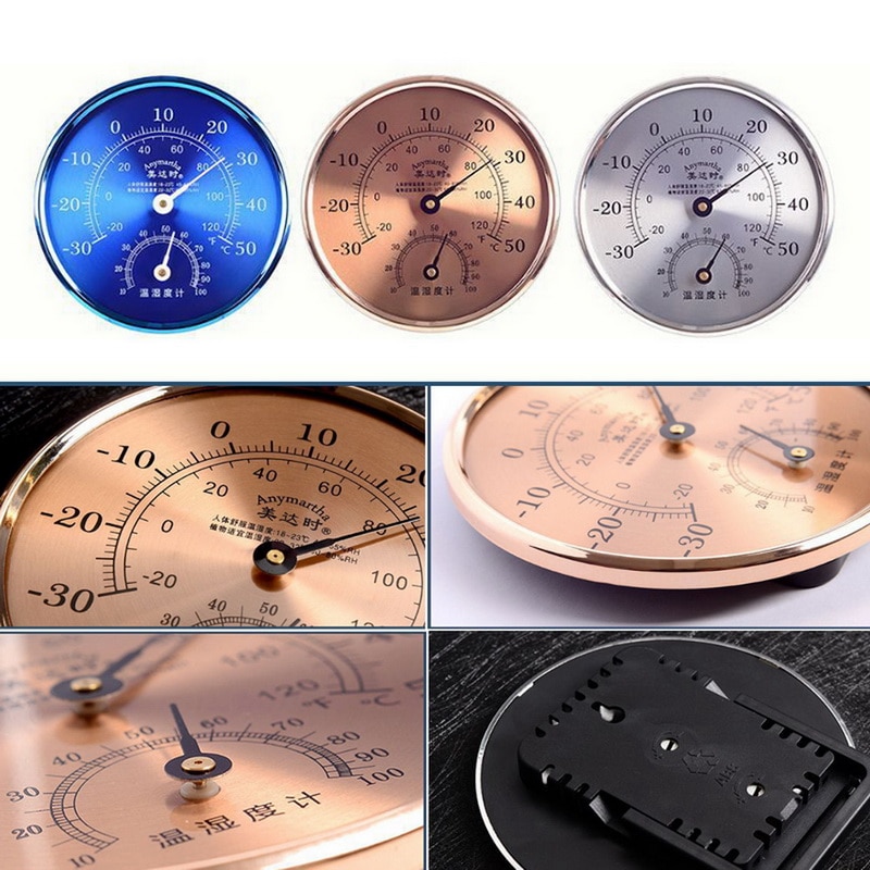 Thermometer Hygrometer Analog Temperature And Humidity Monitor For Bedroom Living Room Office School Golden/silver/blue
