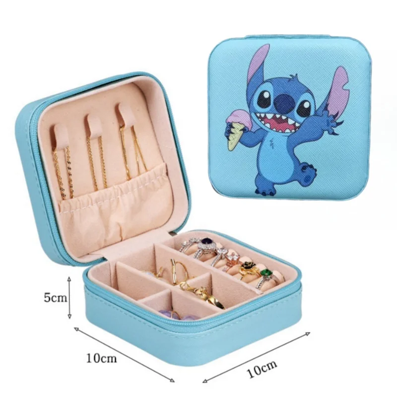 Stitch Draagbare Mini Sieraden Opbergdoos Reisorganisator Sieraden Case Sieraden Organizer Display Opslag Oorbellen Houder Case