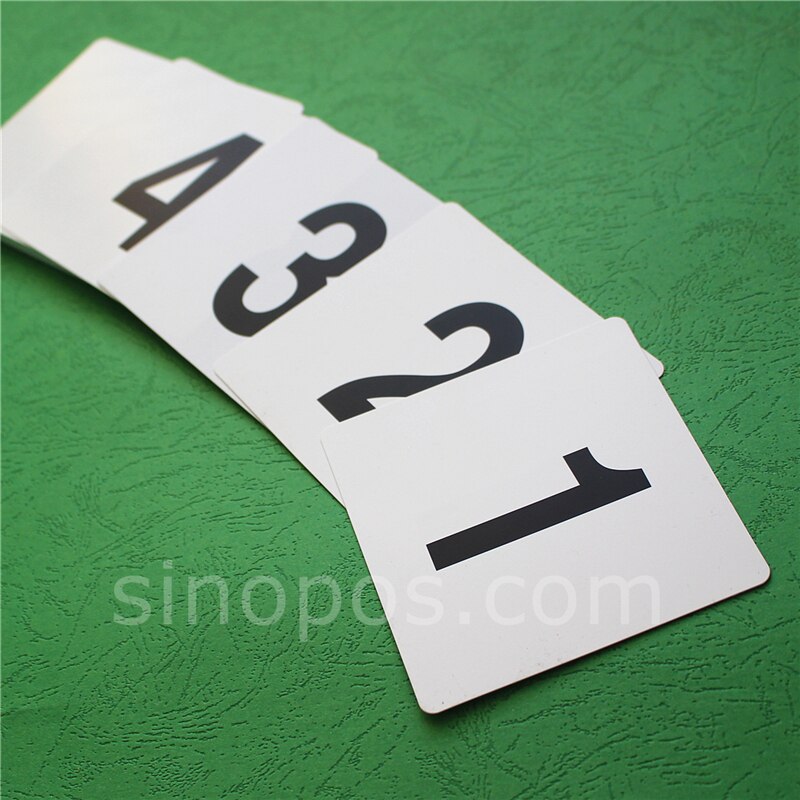 Plast nummerkort 4 ", vinyl bord nummer kort tryckt restaurang bankett skrivbord display plats skylt kläder storlek markör pvc tag