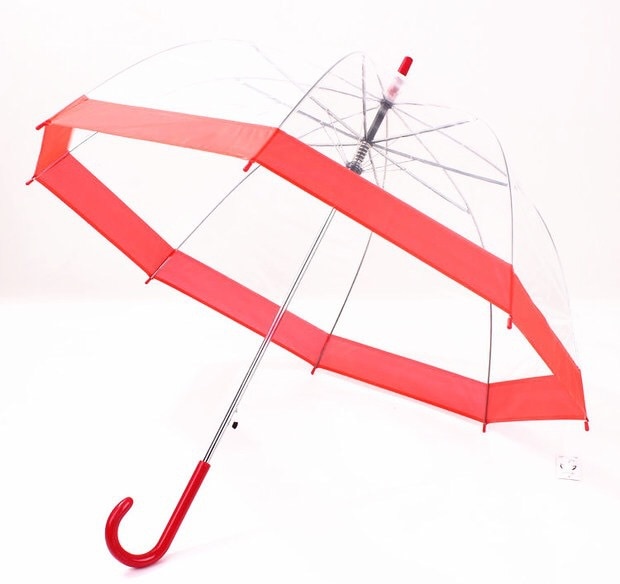 Parapluie transparent princesse Apollo, construction SUPER arc, parapluie semi-automatique crochet incurvé, tige droite