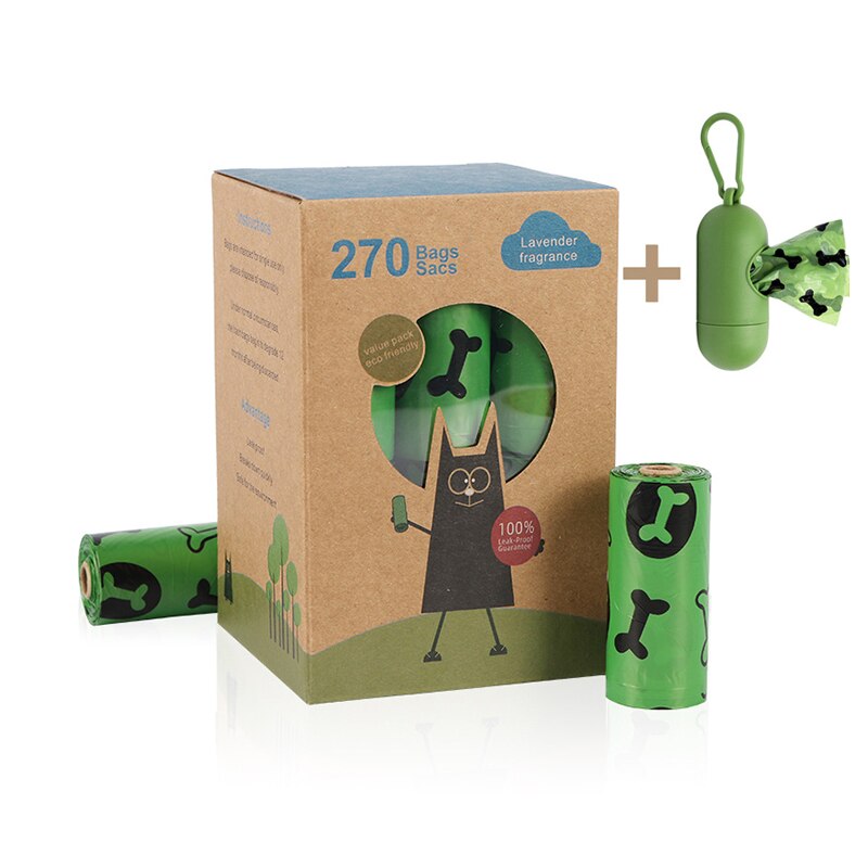 Dog Poop Garbage Bag Clean Box Waste Poop Bags for Pet Leash Toilet Pick up Tools Pet Accessories Disposal Outdoor Degradation: Green 18 rolls