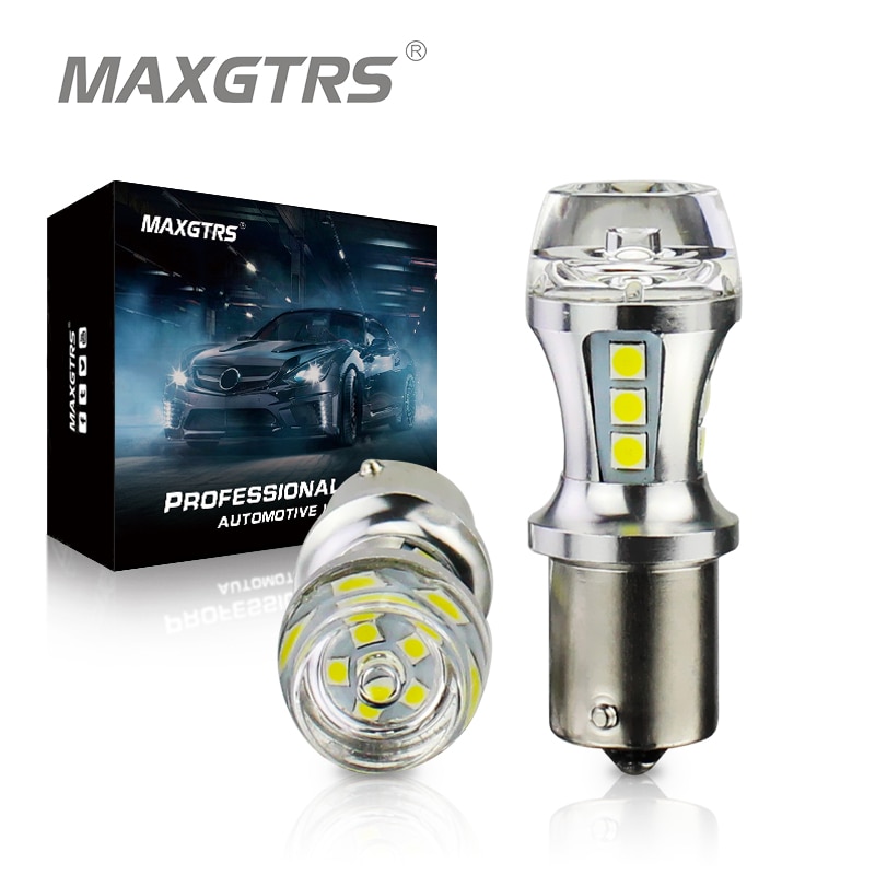 Maxgtrs 2X1156 Led BA15S P21W S25 18 Led 3030 Chips 6000K Wit Rood Geel Remlichten Reverse lamp Drl Auto Staart Lamp Lens
