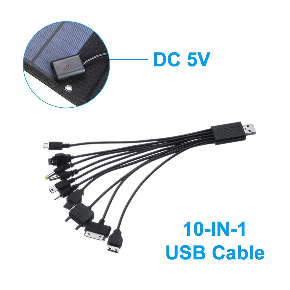 80w sammenklappelig solpanel 10 in 1 usb solcelle bærbar foldbar solpanel oplader til udendørs mobil strøm oplader