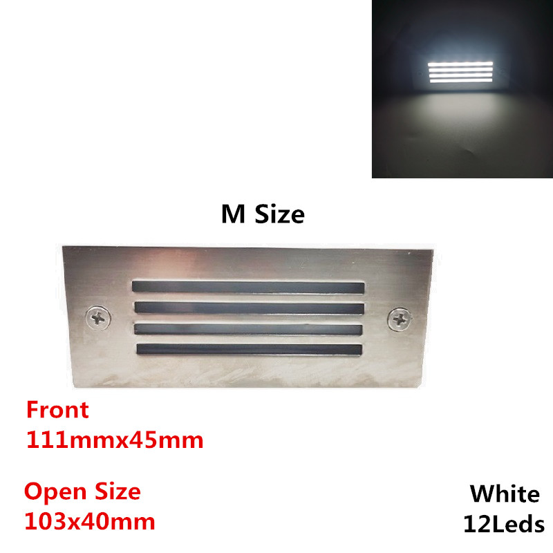 Ip65 underjordisk lys 12 led 15 led trappelys trinlys indbygget begravet lampe indendørs udendørs trappetrin 85-265v: Linje m hvid
