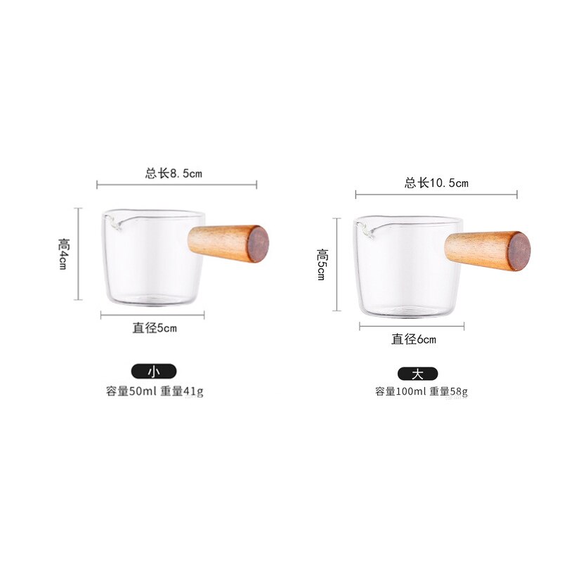mini glass melkekopp fløtekanne multifunksjonell krydderskål lite glass kaffemelk kanne eddik saus kopp med håndtak