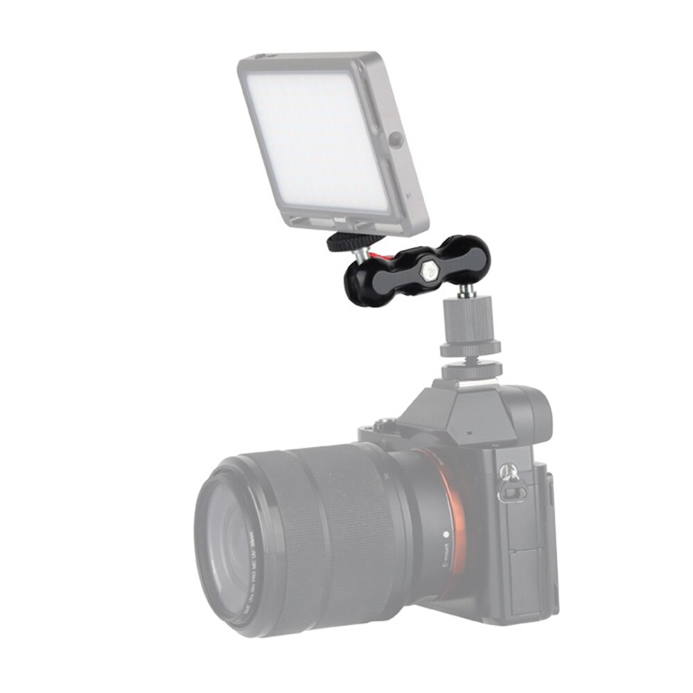 Multifunctional Ball Head Mount Mini Dual Ball Head Clamp with 1/4 Screw for DSLR Camera Monitor LED Light Flash Light Bracket