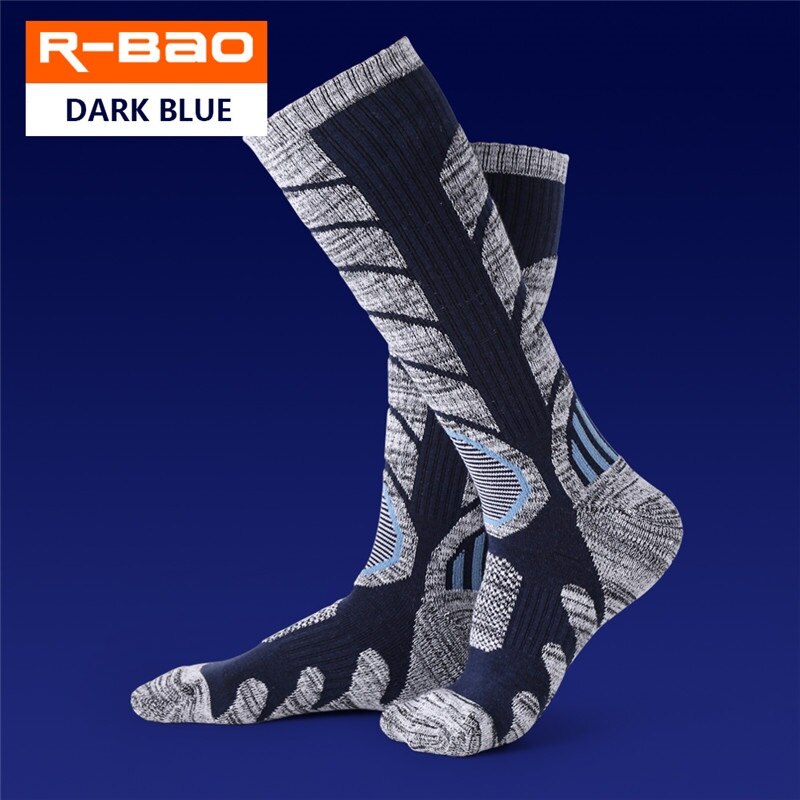 RB3301 Outdoor Skiing/Hiking Socks Terry Sole Thicken Keep Warm Breathable Wear-Resisting Sports Socks: Dark BLue / L